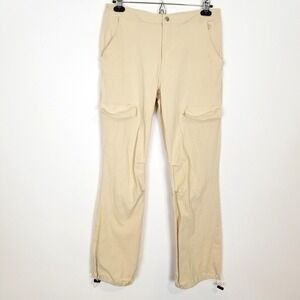 White Fox Women Cargo Stright Pants Sz M Ivory Pockets Y2K  Boho